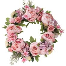 Silk Peony Wreath 13.7 in Indoor Outdoor Decor