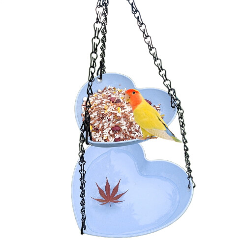 Doppelstöckiger Vogelfutterspender mit Vogelbad – Lila oder Blau