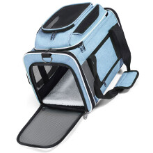 Sac de transport pour animaux de compagnie plié léger, sac-Bleu