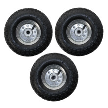 KCT Pack of 3 - 10" Replacement 4.10 /3.50 - 4 Pneumatic Wheel for Garden Carts and Sack Barrows