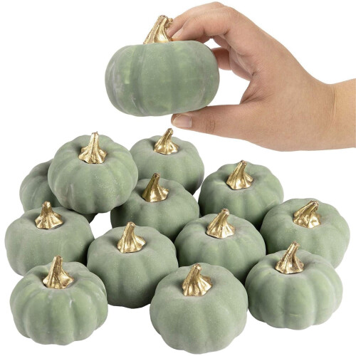 Mini Velvet Artificial Pumpkins 12 Pcs for Fall Decor