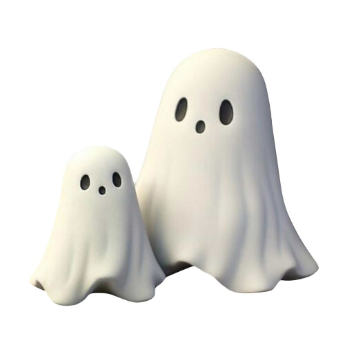 White Resin Ghost Figurine Halloween Ornament