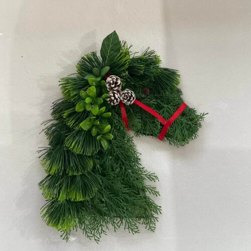 Guirlanda de Natal artificial em formato de cavalo, 40x33cm