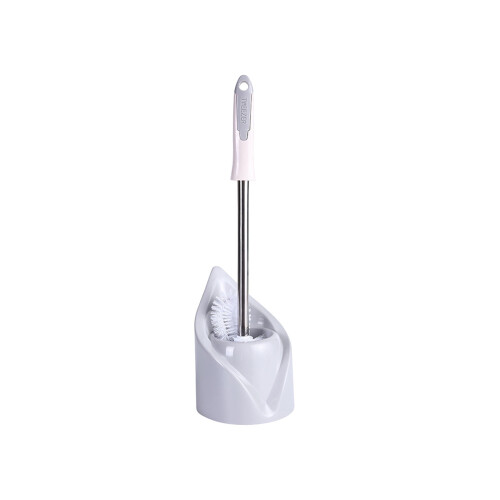 Escova sanitária moderna cinza com cabo longo.