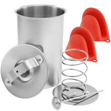 Edelstahl-Schinkenpresse mit Thermometer und Handschuhen
