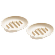 2PCS Modern Soap Dish With AntiSlip Base Water Drainage-Beige