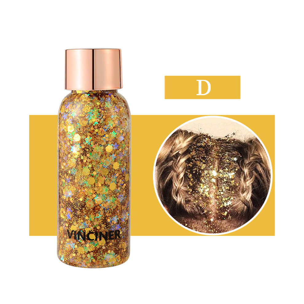 (D) Body Glitter Gel Mermaid Sequins Chunky Long Lasting Body Glitter For Body Face Hair Holographic Body Glitter For N Festival Makeup30ml