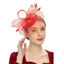 Tea Party Fascinator Hat med fjer og slør