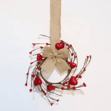 Pink Mini Valentine's Wreath with Hearts and Butterflies