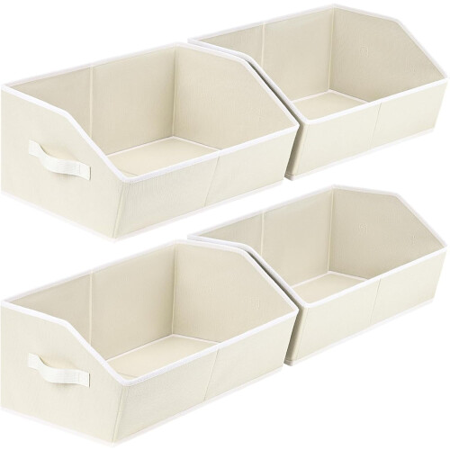 6-Pack Trapezoid Fabric Storage Cubes, Light Gray