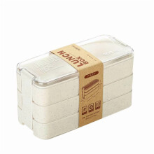 Stapelbare Bento-Box – 3 Fächer, Weizenfaser, Beige