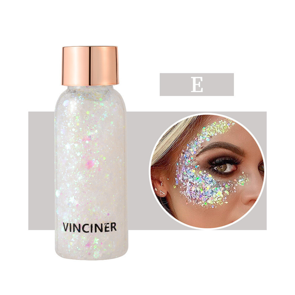 (E) Body Glitter Gel Mermaid Sequins Chunky Long Lasting Body Glitter For Body Face Hair Holographic Body Glitter For N Festival Makeup30ml