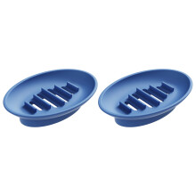 2Pieces Modern Soap Dish With Water Drainage Design-Blue