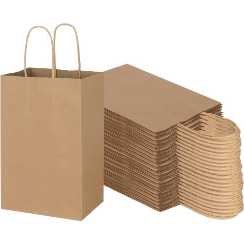 Τσάντες δώρου από καφέ χαρτί kraft με λαβές (5,9x3,15x8,26)