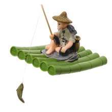 Funny Fishing Old Man for Aquarium Glass Wall Decoration