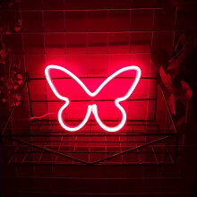 Perhos-LED-neonvalo USB- ja paristokäyttöinen