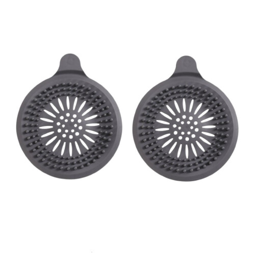 2er Pack Silikon Abflusssieb, Duschabfluss Abdeckung für Badezimmer Wanne Grey