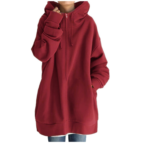 Damen-Kapuzenpullover aus Polyester – Rot, XXXXL 1