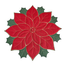 Christmas Flower Embroidery Placemat Red 60cm