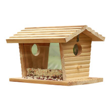 Wooden House Bird Feeder Feeding Station Shelter Nest With Perch