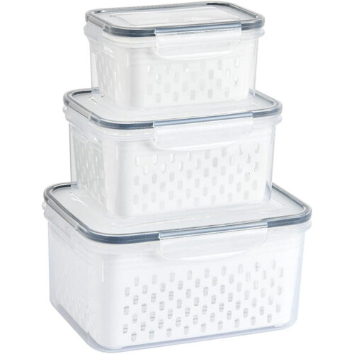 3-pack transparenta läckagesäkra matförvaringsbehållare