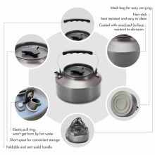Set da tè e tazza da esterno – Bollitore in alluminio da 1,1 litri e