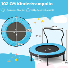 Kindertrampolin mit Griff, 102 cm, 100 kg Tragkraft, Blau