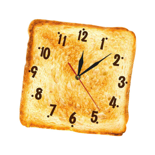 Fun Toast Shape Wall Clock Quiet Movement For Kitchen And-30cm