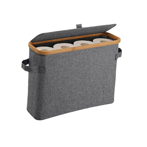 Bathroom Tissue Holder Organizer With Dustproof Cover And-grey