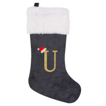 Personlig julesok med initial U, 43 cm