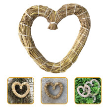 Ghirlanda a forma di cuore in paglia naturale per decorazione murale