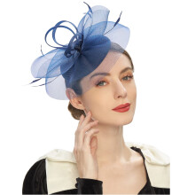 Pălărie Fascinator pentru femei, cu pene și voal, pentru petrecerea ceaiului