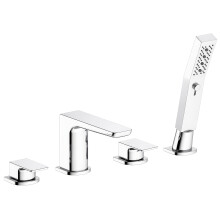 Baridi Bath Mounting 4-Hole Mixer Tap with Shower Head, Chrome - DH398