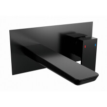 Baridi Wall Mounting Basin Mixer Tap, Square, Matt Black - DH397