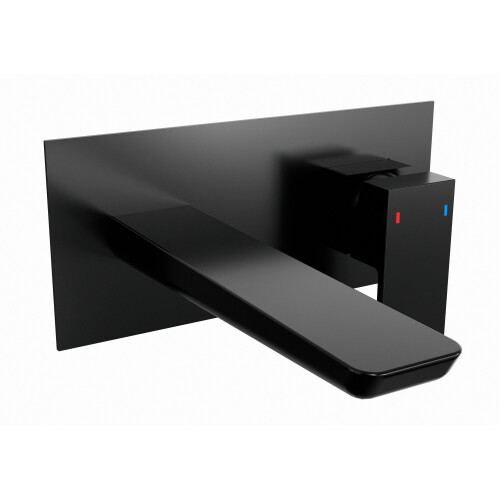 Dellonda Baridi Wall Mounting Basin Mixer Tap, Square, Matt Black - DH397