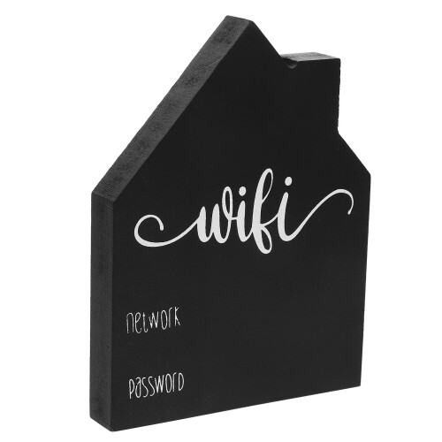 Placa de madeira com senha de Wi-Fi