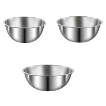 Set Of 3 Stainless Steel Mixing Bowl Set With Measurement Lines