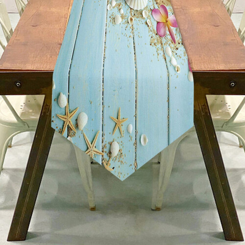Caminho de mesa estilo praia, em linho, 72x14 polegadas.