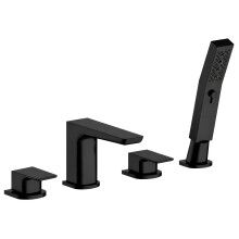 Baridi Bath Mounting 4-Hole Mixer Tap with Shower Head, Matt Black - DH399