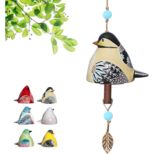 Ceramic Bird Wind Chime – Handmade, 5-Bird Design