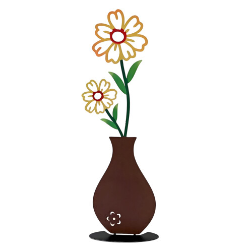 Metal Flower Vase Table Decorations Rustics-yellow flower