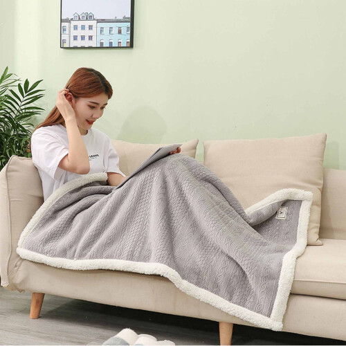 Wearable Flannel Shawl Blanket Grey 80x120cm