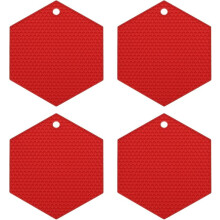 Paquete de 4 salvamanteles hexagonales de silicona, 18x18 cm