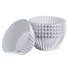 ROSENICE100 τεμάχια ασημένια θήκες για cupcakes από αλουμινόχαρτο