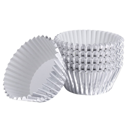 ROSENICE100 τεμάχια ασημένια θήκες για cupcakes από αλουμινόχαρτο