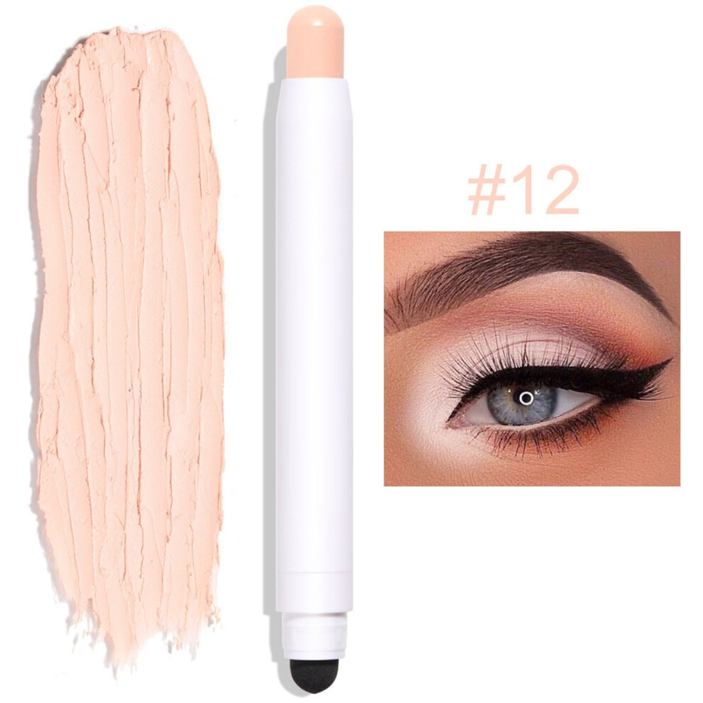 (Beige) 12-color Eye Shadow Stick Non-smudge Nude Makeup Eye Shadow