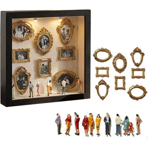 DIY Mini Gold Frame Kit with Figurines – 8 Frames, 10
