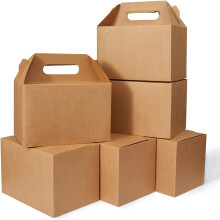 Cutii de prânz Gable maro Kraft 9x6x6in cu mânere (30)