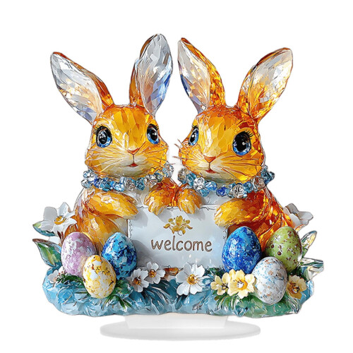 Buntes Acryl-Dekorationsset mit Hasenfigur