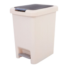 FRCOLOR Beige fotpedalerad soptunna med lock 12L
